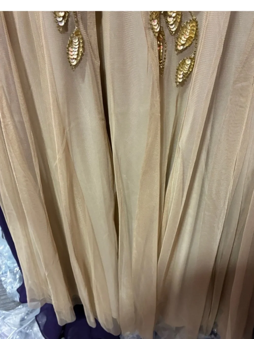 Adrianna Papell Gold Beaded Sequin Mesh Tulle Maxi Gown Dress NWT SZ 6 GALA MOB - Picture 9 of 10